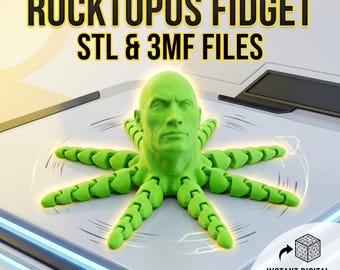 Pulpo articulado para impresión 3D (archivo STL) / Juguete flexible / Modelo de escritorio para imprimir en una sola página