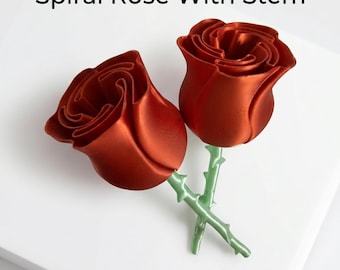Rosa espiral STL 3MF / Flor de rosa con tallo / Decoración elegante para el hogar / Para ella