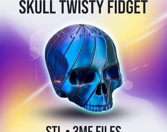Juguete antiestrés Skull Twist – Archivos STL y 3MF imprimibles en 3D, descarga digital