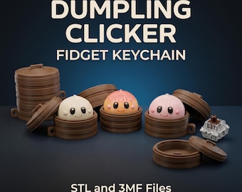 Llavero con forma de máquina para hacer dumplings y vaporera: archivos STL y 3MF para impresión 3D