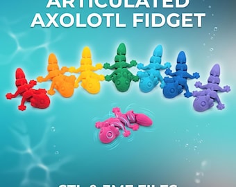 Ajolote articulado STL 3MF / Modelo flexible para impresión 3D / Juguete para imprimir en el mismo lugar