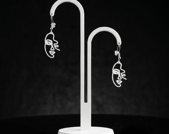 Pendientes minimalistas con forma de rostro STL 3MF / Diseño de joyería impresa en 3D / Archivos digitales