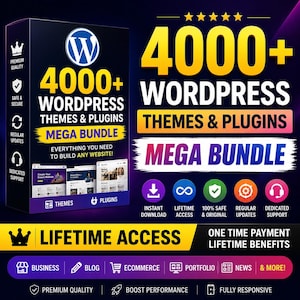 4000+ WordPress Themes & Plugins Mega Bundle | Lebenslanger Zugriff | Websitetools | Digitaler Download