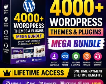 4000+ WordPress Themes & Plugins Mega Bundle | Lifetime Access | Website Tools | Digital Download