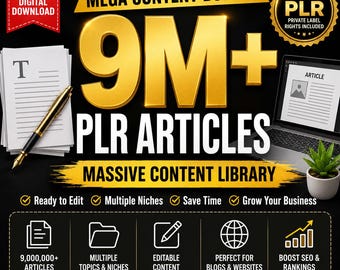 9 Million PLR Articles Bundle | Private Label Content (Digital Download)