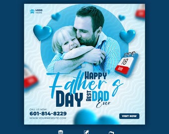Personalized Father's Day Photo Collage Print | Custom Dad Memory Wall Art (Digital Download)