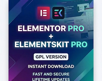 Elementor Pro + ElementsKit Pro-Plug-in | WordPress Website Baukasten | GPL Version | Sofortiger digitaler Download