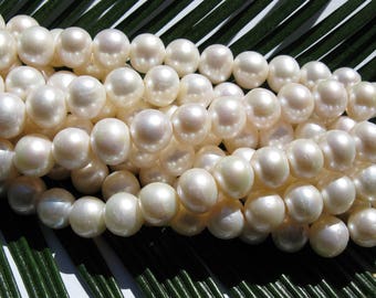 Large hole 12-13mm Yummy round / off round Fresh water pearl Strand free shipping