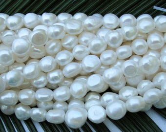 Large Hole Nugget 12-14mm Straight drilled Fresh Water Pearl ** High Luster !! full strand FREE shipping