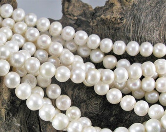 6 Strands Large Hole Pearls  Round potato 11.5-12mm Fresh water Pearl 6 ( SIX) strands FREE shipping