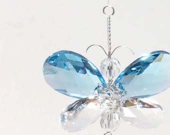 Cadeau pour maman ornement papillon en cristal Swarovski papillon rose attrape-soleil en cristal de voiture breloque ange gardien fenêtre décoration de Pâques