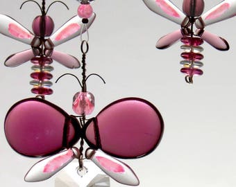 Ventana joyería niños colgantes móvil cristal Suncatcher púrpura mariposa rosa hada Navidad decoración de la habitación de la habitación regalo de cumpleaños