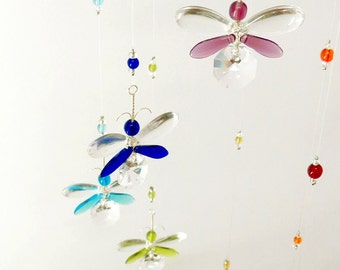 Bebé habitación mariposa decoración bebé ducha regalo bebé móvil vivero noche luz Swarovski cristal Suncatcher arco iris ángel Navidad regalo