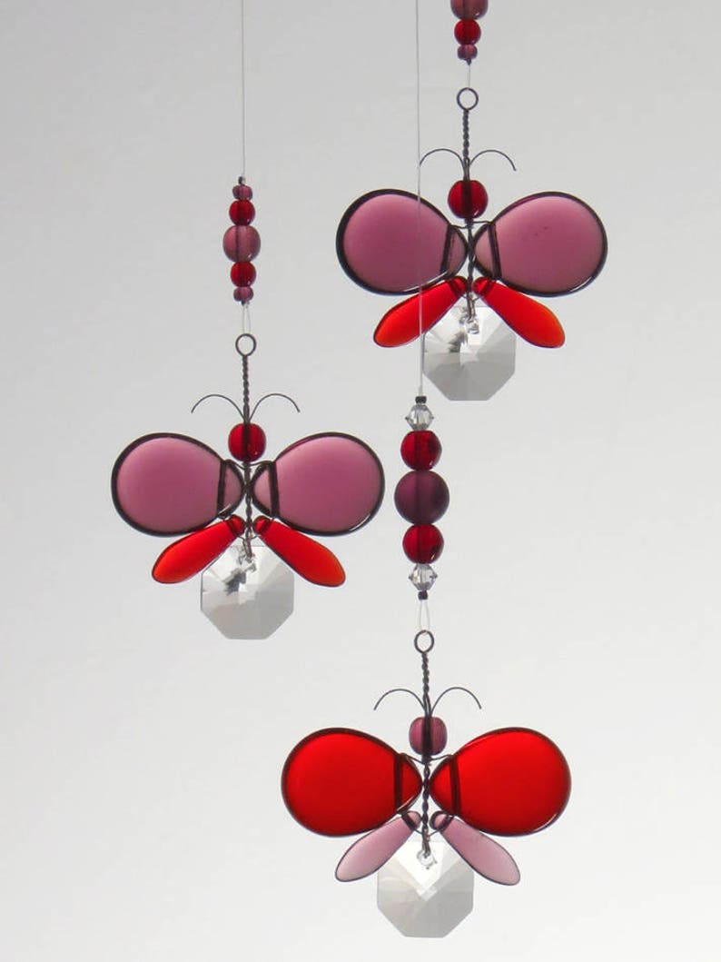 Birthday Gift Crystal Suncatcher Purple Butterfly Mobile Ornament