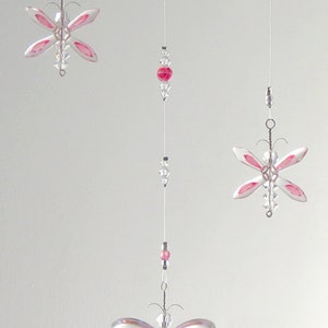 Pink Butterfly Mobile Crystal Suncatcher Baby Girl Gift Hanging Crystal Nursery Mobile Birthday Cadeau Angel Charm Fairy Window Décoration image 3