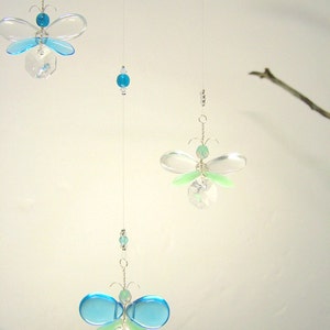 Blue Butterfly Crystal Mobile Suncatcher Children's Hanging Mobile Angel Ornament Fairy Window Charm Kid's Hanging Decoration Unique Gift image 3