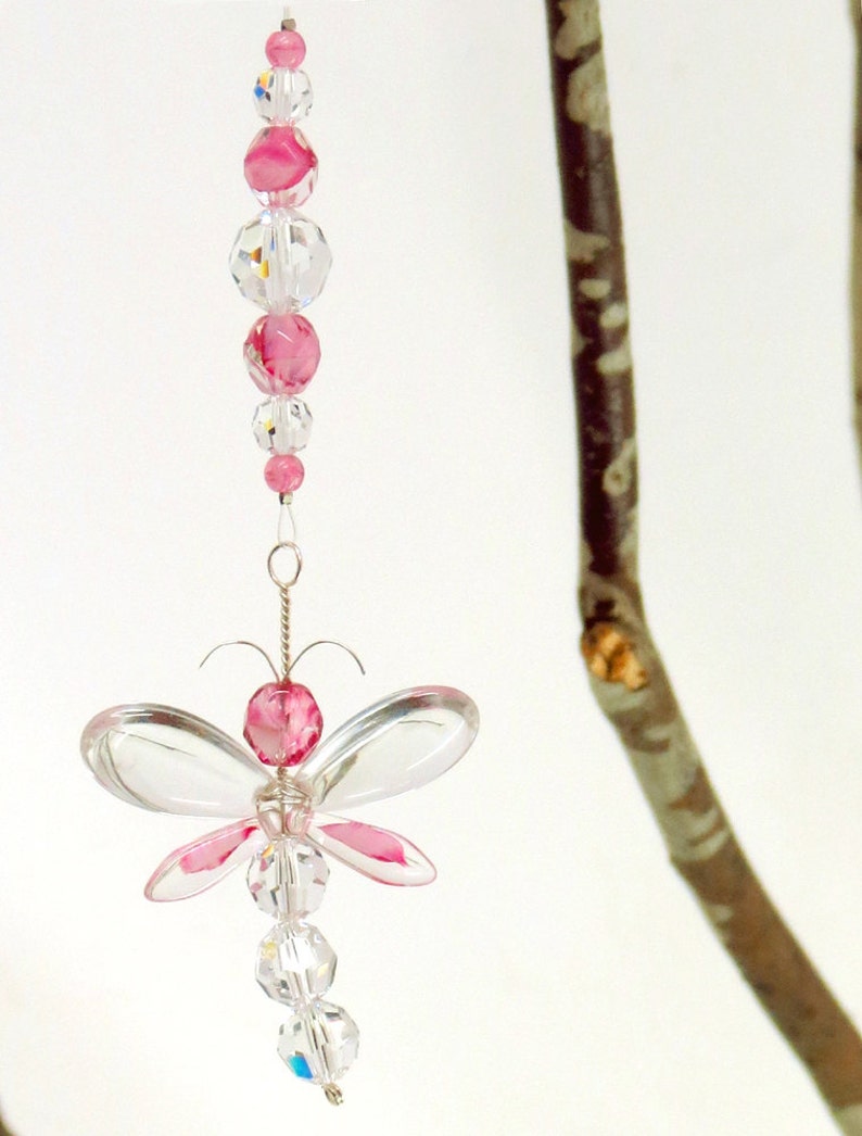 Pink Dragonfly Suncatcher Birthday Gift Swarovski Crystal Etsy