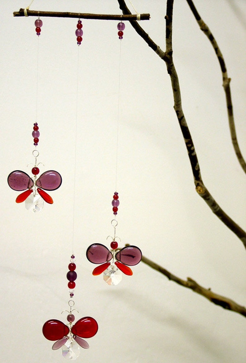 Birthday Gift Crystal Suncatcher Purple Butterfly Mobile Ornament