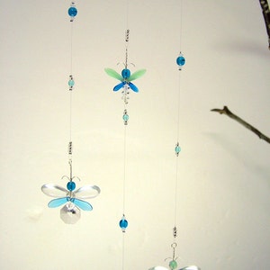 Blue Butterfly Crystal Mobile Suncatcher Children's Hanging Mobile Angel Ornament Fairy Window Charm Kid's Hanging Decoration Unique Gift image 2