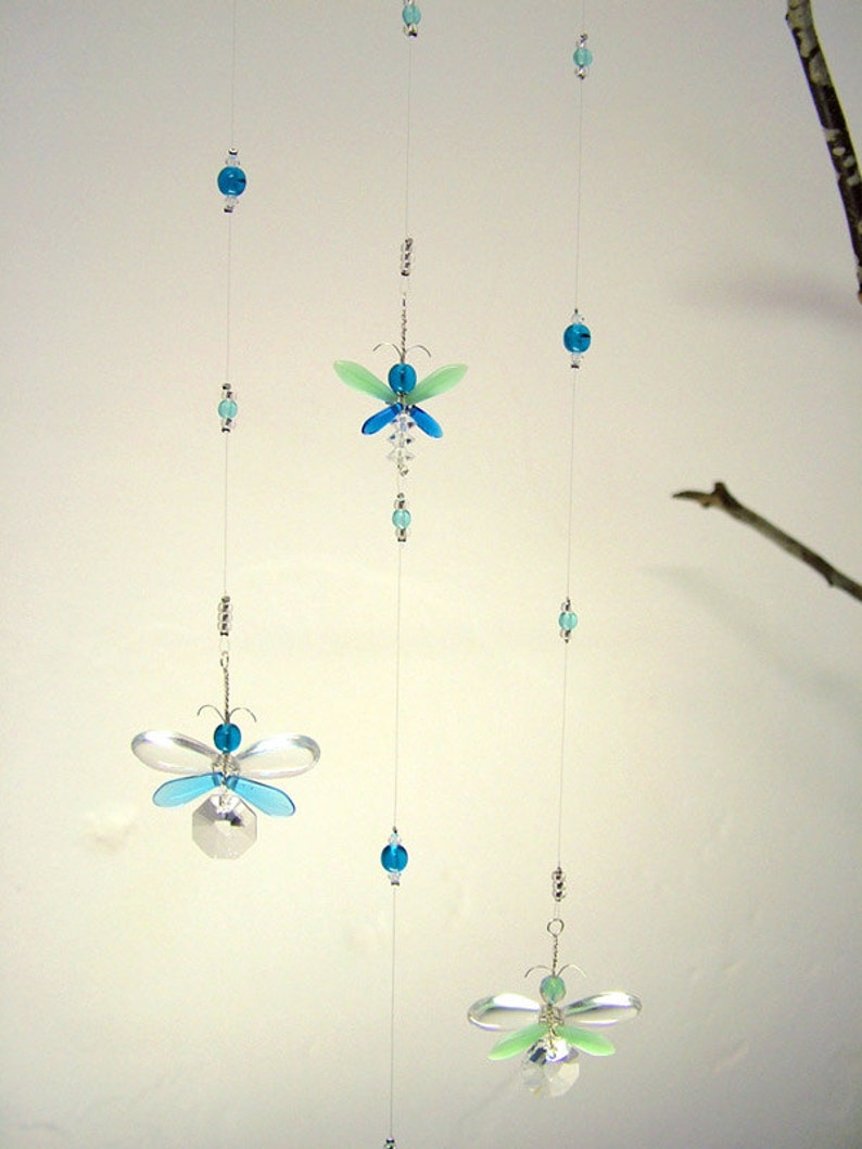 Blue Butterfly Crystal Mobile Suncatcher Children's Hanging Mobile Angel Ornament Fairy Window Charm Kid's Hanging Decoration Unique Gift image 2