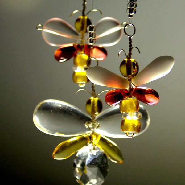 Butterfly Mobile Crystal Suncatcher Butterfly Ornament Butterfly Hanging Mobile Wedding Decor Yellow Red Australia Glass Mobile Window Charm