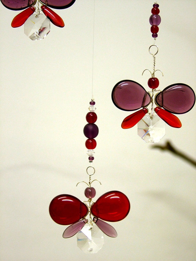 Birthday Gift Crystal Suncatcher Purple Butterfly Mobile Ornament