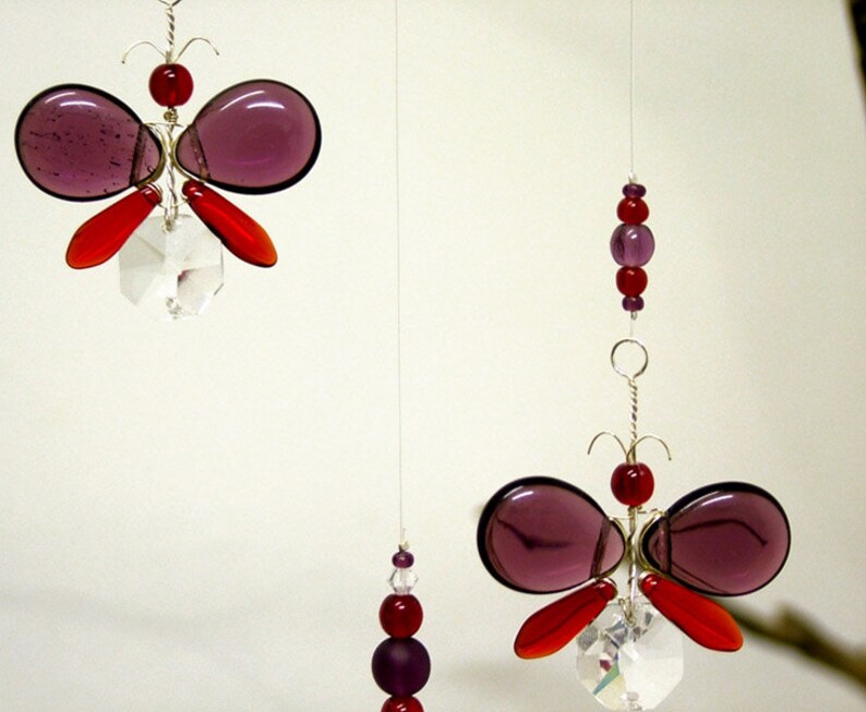 Birthday Gift Crystal Suncatcher Purple Butterfly Mobile Ornament
