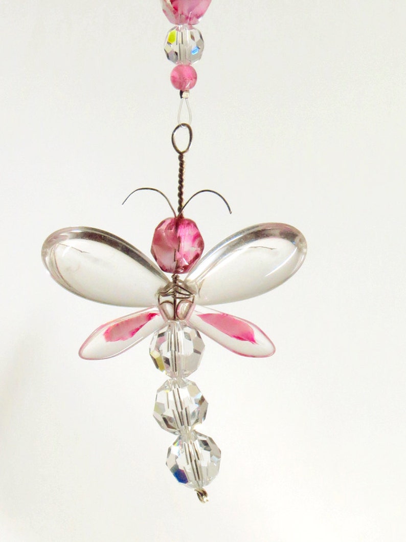 Pink Dragonfly Suncatcher Birthday Gift Swarovski Crystal Etsy