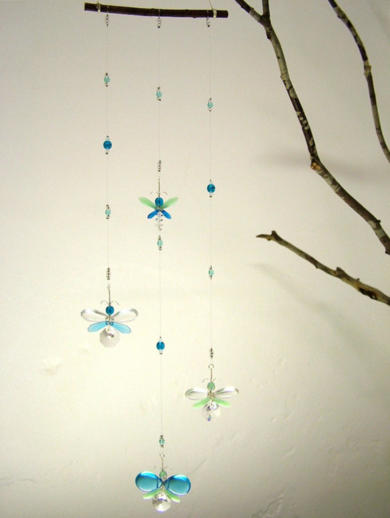 Blue Butterfly Crystal Mobile Suncatcher Children's Hanging Mobile Angel Ornament Fairy Window Charm Kid's Hanging Decoration Unique Gift image 5