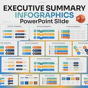 Modelo de apresentação PowerPoint com infográficos para resumo executivo