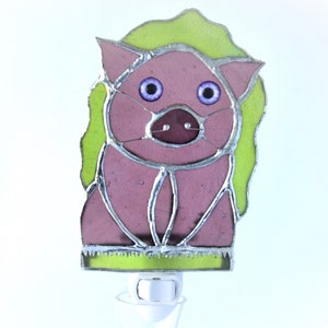 Pig nightlight stained glass