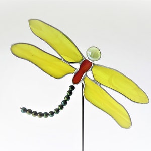 Large dragonfly plant decoration - beaded tail