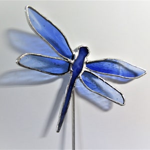 Stained Glass Small Dragonfly Plant Stake Decoration