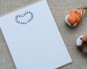 Set of four letterpress flat cards /  stationery sets / note cards / heart / love / Valentine's / printed by hand