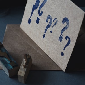 Question Mark Letterpress Card / Blank Card / Question / - Etsy