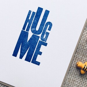 Hug Me Letterpress Print / Wood Type / Blue Ink / Wall Decor ...