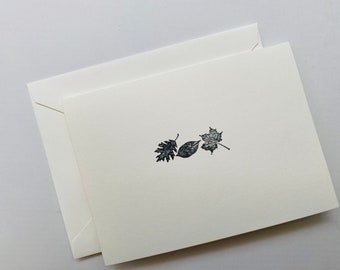 Leaves - rubber stamped card / blank card / just because / nature series / canadiana