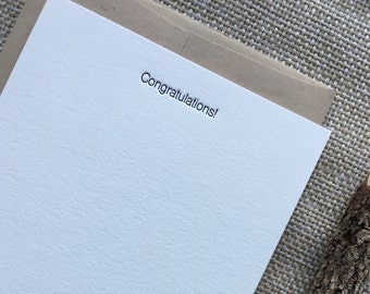 Set of four letterpress flat cards {congratulations!}/  stationery sets / note cards / congratulations / happy news / printed by hand
