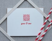 you & me - letterpress card / Valentine's Day / valentine / be my valentine / red / anniversary / relationship / marriage / printed by hand
