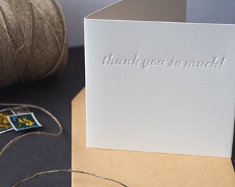 Thank you so much! - letterpress card / blind impression / blind deboss / thank you / gratitude / square card / printed by hand