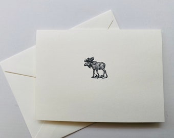 Moose - rubber stamped card / blank card / just because / nature series / canadiana