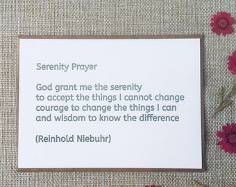 Serenity Prayer - letterpress print / printed by hand / serenity / modern / simple / wall decor / room decor / wall art