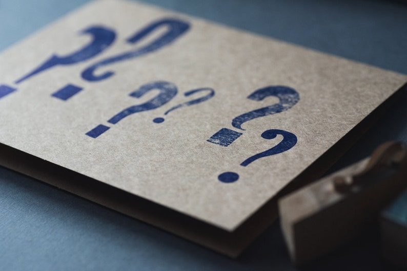 Question Mark Letterpress Card / Blank Card / Question / - Etsy