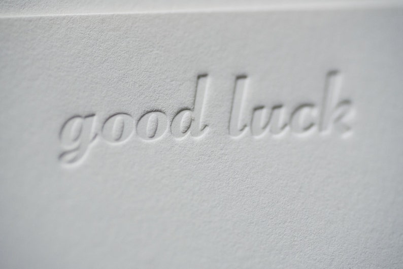 Set of Four Letterpress Flat Cards good Luck / Stationery Etsy