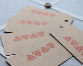 Kraft letterpress gift tags {four ornaments} / luggage style tags / gift wrapping / red / Christmas / Holidays / printed by hand