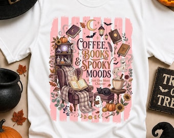 Comfort Colors Cute Ghost Reading Books shirt, Books Lover Halloween Gift, Cute Little Ghost Shirt, Spooky Season, Ghost Coffee Shirt