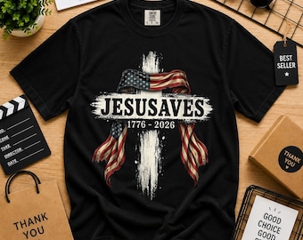 Comfort Colors 4th of July Christian Jesus Saves USA Flag Patriotic T-Shirt