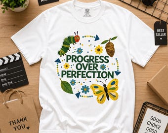 Comfort Colors® Cute Teacher Shirt, Progress Over Perfection, Back to School Shirt, Elementary School Teacher Shirt