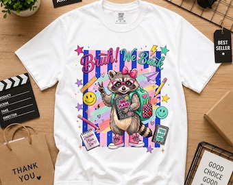 Comfort Colors® Striped Bruh We Back Raccoon Back to School Teacher Student shirt