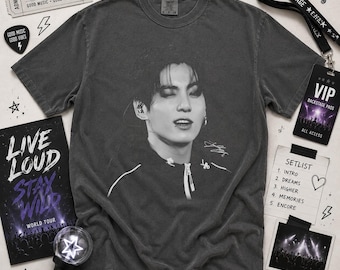 Comfort Colors JK Shirt, Bangtan Graphic Tee, Retro Kpop Concert T-Shirt, Oversized Bootleg Rap Tee, Gift for Army Fan